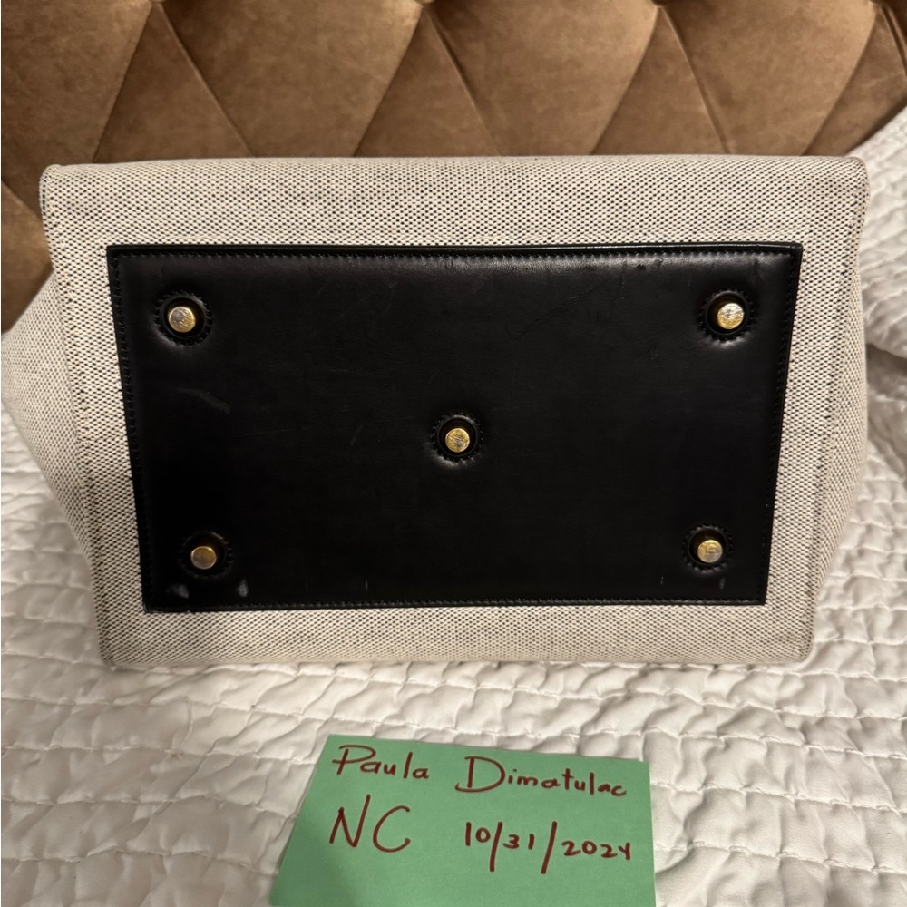 Celine Black/Cream Canvas and Leather Tie Tote - Picture 4 of 13